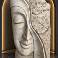 Buddha face relief panel in Banswara white marble, 40 inch