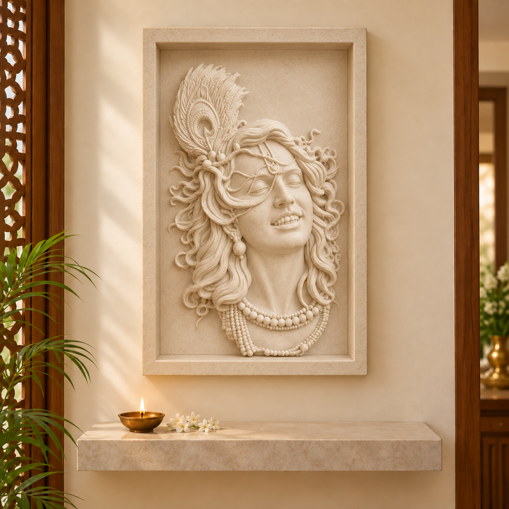 Shri Krishna murti in Rajasthan marble for home mandir