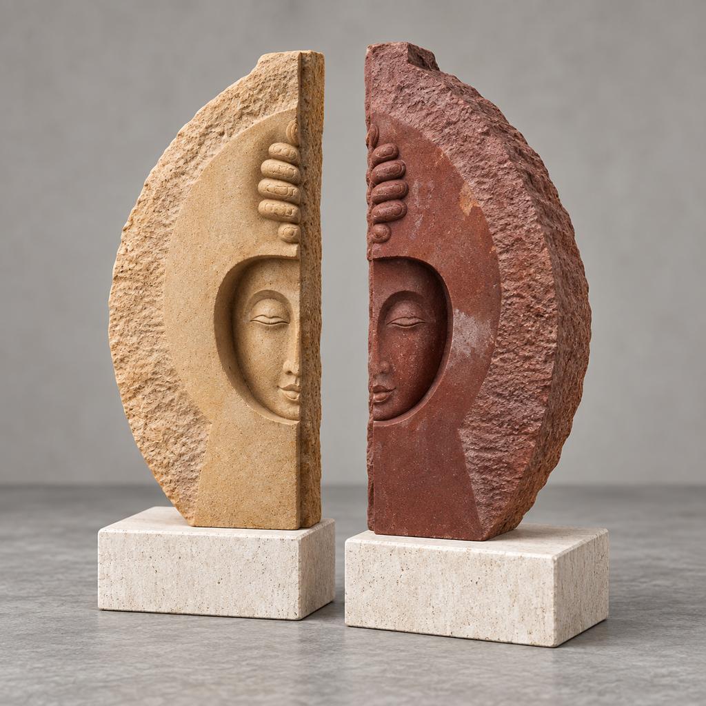 Carved face panel pair styled in an entrance
