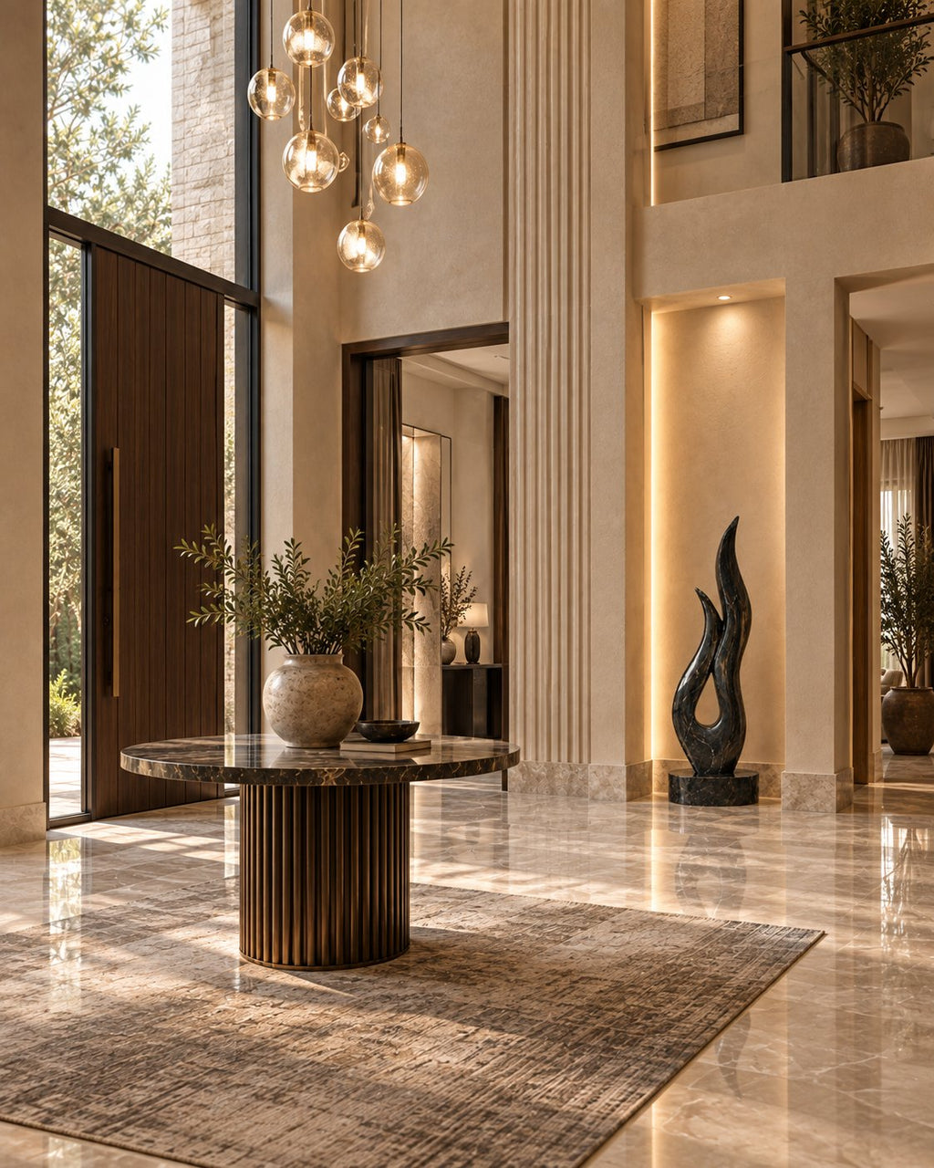 Gloss-finished Matda Marine Black marble sculpture