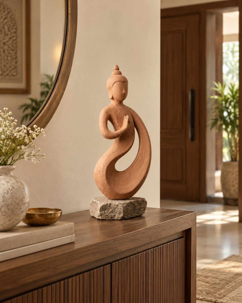 Meditating figure sculpture in Dholpur sandstone, 24 inches