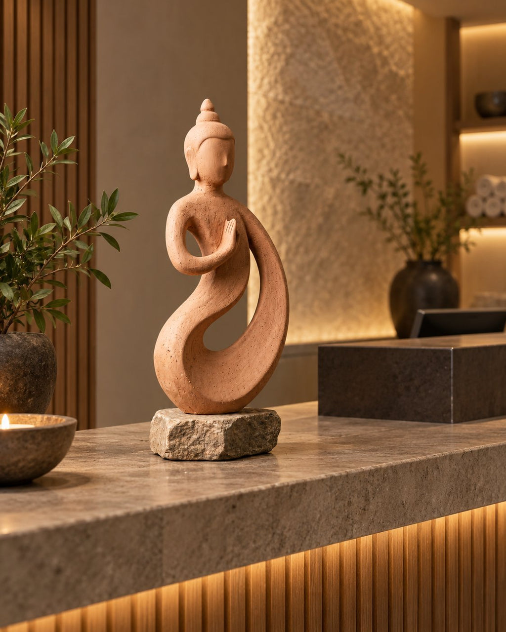 Matt-finish Dholpur sandstone meditating figure