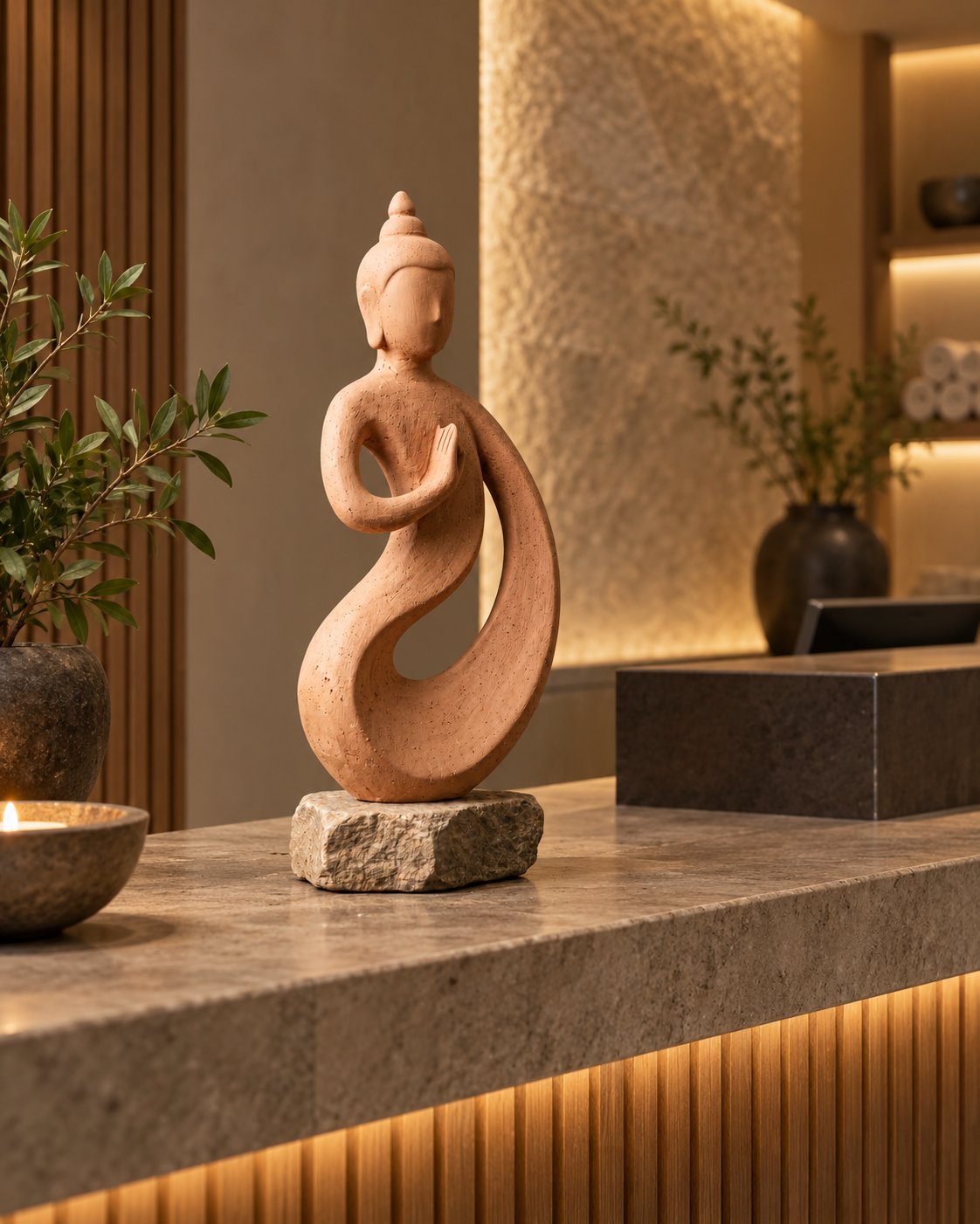 Matt-finish Dholpur sandstone meditating figure