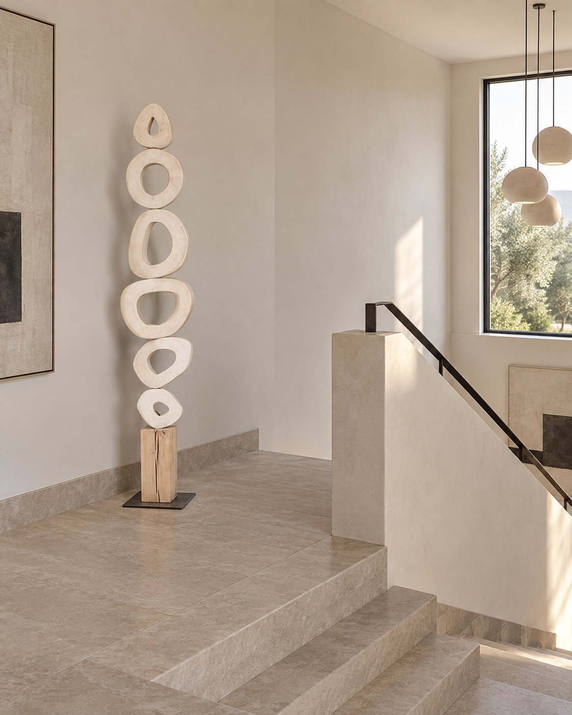 Five-foot stacked stone ring sculpture