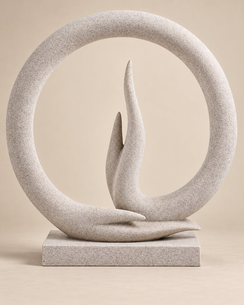 Halo and flame sculpture in Banswara marble, 18 inches