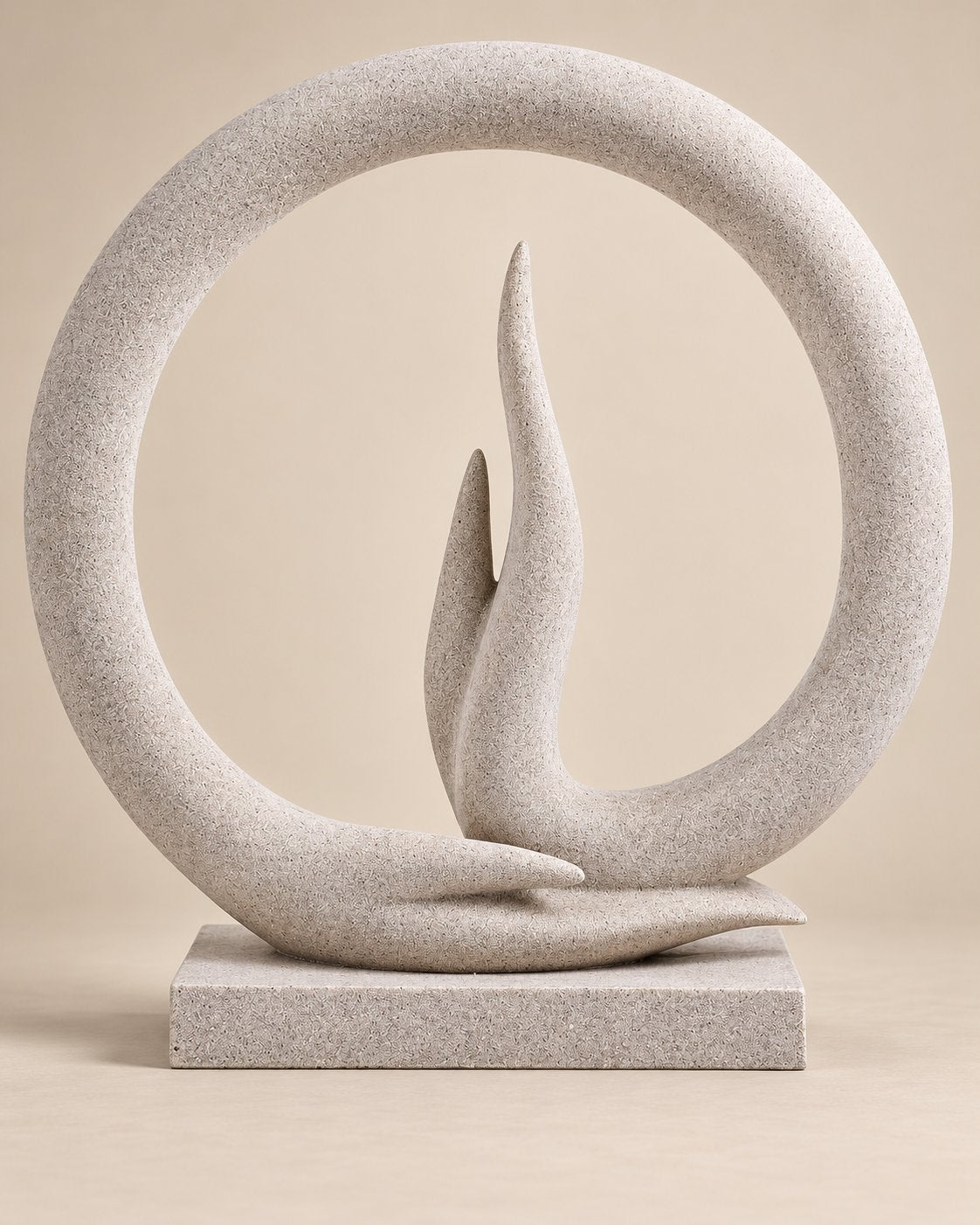 Halo and flame sculpture in Banswara marble, 18 inches