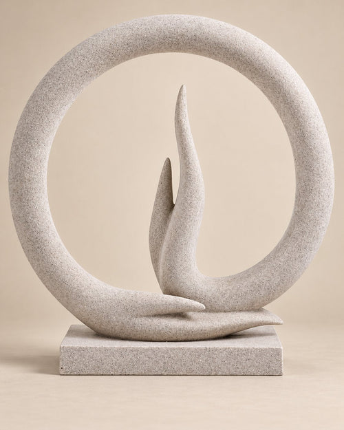 Halo and flame sculpture in Banswara marble, 18 inches