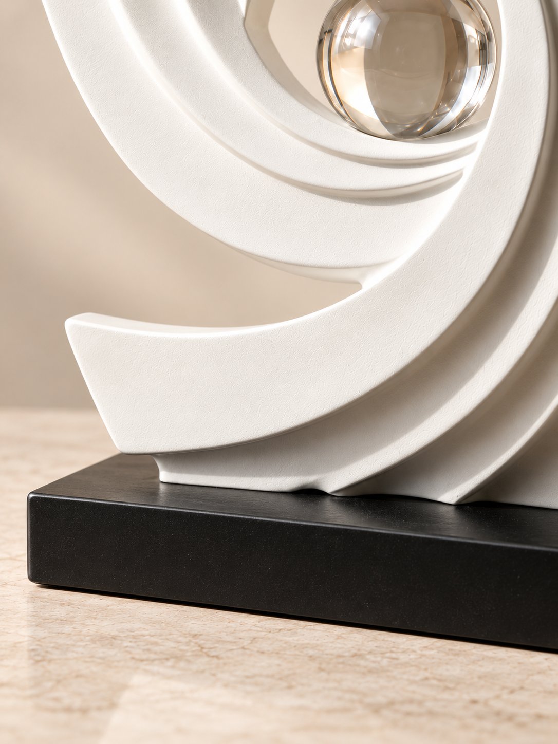 White marble vortex sculpture detail