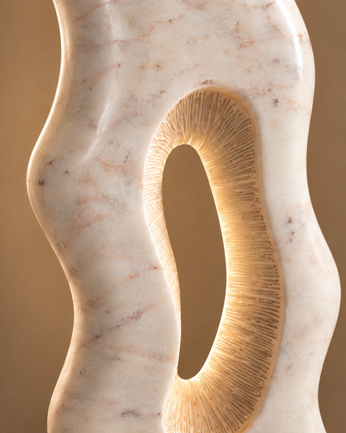 Gloss-polished standing marble slab sculpture