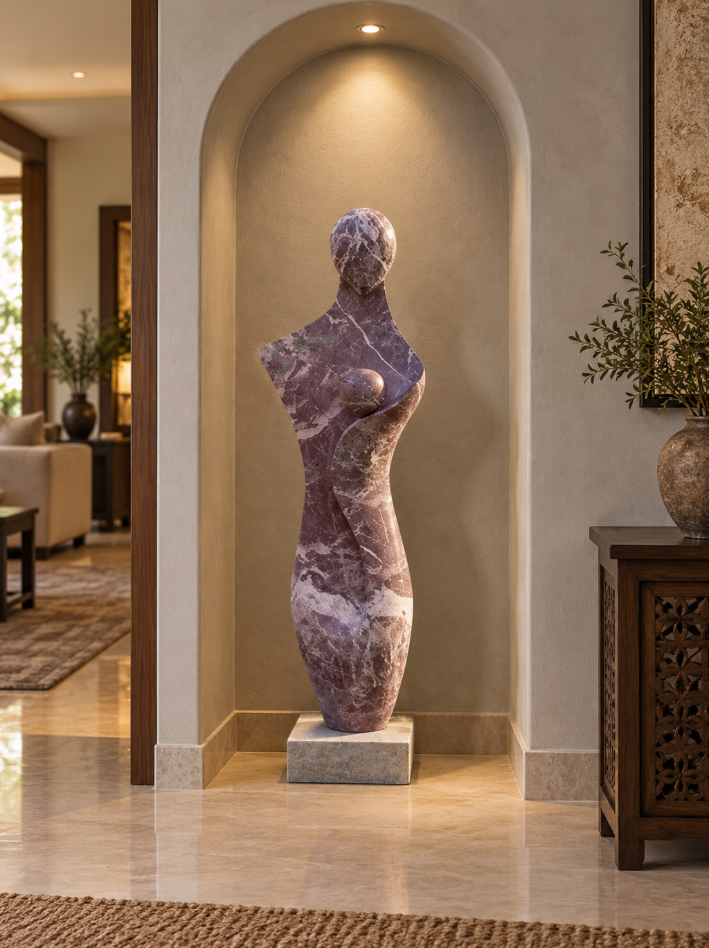 Hand-carved figurative marble sculpture by Udaipur karigars
